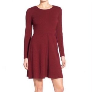Madewell Long Sleeve Fit Flare Dress Women’s 6 Maroon Red Short